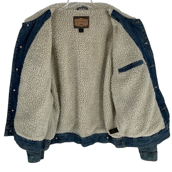 VTG 90's Arizona Jean Co Mens Sherpa Lined Denim Trucker Jacket Retro XL/XG Blue - Picture 5 of 7
